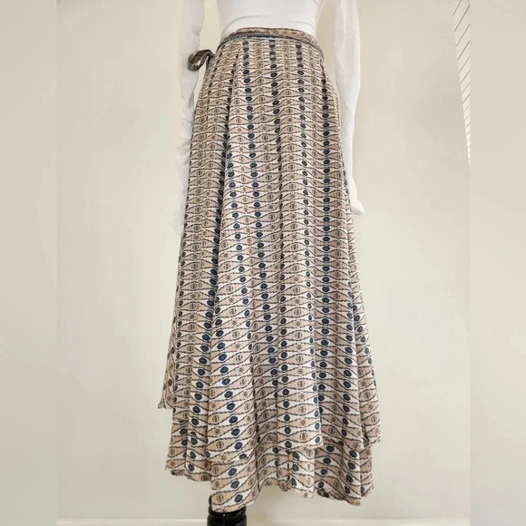 || FREE PEOPLE || wrap skirt, maxi, layered, dressy, boho, size 0 - Picture 5 of 8